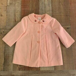 Gymboree girls velvet light pink long length collared jacket - 18-24M